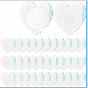lot 4294 image: 30 Pcs Disposable Castor Oil Patches,Spunlace Absorbent Wrap,Highly Absorbent,Leak-Proof,Self-Adhesive,No Wash,Breathable(Oil Not Included) (Heart Shape,White) - Retail $0