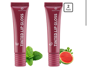 lot 4328 image: Color Nymph Tinted Lip Gloss Duo, Nourishing Lip Balm Set with Shea Butter & Vitamin E, Non-Sticky Intense Hydrating Lipgloss for Dry Lips, Sheer Tint  Vegan & Cruelty-free, #02 Watermelon & Mint - Retail $0