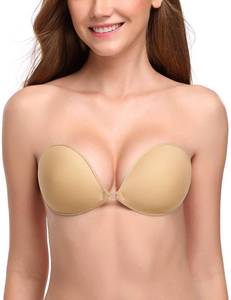 lot 4336 image: Wingslove Adhesive Bra Reusable Strapless Self Silicone Push-up Invisible Sticky Bras for Backless Dress (Beige,B) - Retail $14
