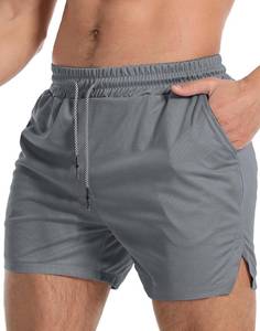 lot 4338 image: Aolesy Mens Gym Workout Shorts 5 Inch Lightweight Bodybuilding Athletic Shorts Running Training with Zipper Pockets &amp Towel Loop Silver Grey, XS - Retail $10