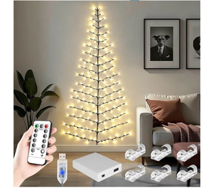 lot 4366 image: Enchanted Willow Vine Lights for Wall 4FT 108 LED Twinkling Tree Branch Light with USB Battery Box, Remote Timer, 8 Light Model, Wall Decor String Lighted Garland for Christmas Decorations, Bedroom - Retail $0