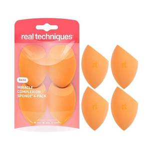 lot 4378 image: Real Techniques Miracle Complexion Sponge 4 Pack, Makeup Blending Sponges For Liquid & Cream Foundation & Skin Tints, Buildable Coverage, Natural, Dewy Base, Cruelty- Free, Latex-Free Foam - Retail $14