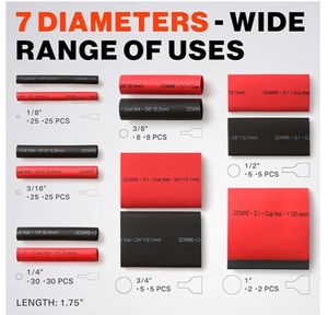 lot 4385 image: Heat Shrink Tubing Kit - 31 Ratio - Adhesive Lined - Wire Shrink Wrap Tubing - Waterproof Marine Grade Shrink Tube - 200 PCS - Black, Red - Retail $14