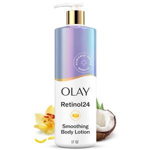 lot 4394 image: Olay Body Lotion for Women, Smoothing with Retinol Serum, Visibly Smoother Skin, 24hr Moisture & Hydration, Fast Absorbing Formula, Vitamin B3 Complex, For All Skin Types, 17 fl oz - Retail $11