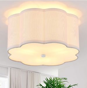lot 2033 image: Modern Drum Semi Flush Mount Ceiling Light Fixture Modern 12.99 White 3-Lights Drum Ceiling Lighting Vintage Linen Ceiling Lamp for Kitchen, Basement, Dining Room, Bedroom, Laundry Room - Retail $49