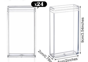 lot 2043 image: AceOrbit Candy Jar Bulk for 24 Guest 3.54 Inch Empty After Dinner Candy Tube Buffet Container Acrylic Box Gifts Multi-item Party Favor(Pink) - Retail $12
