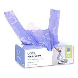 lot 2046 image: Ubbi Disposable Diaper Sacks with Easy To Tie Tabs - Lavender Scented - 200ct - Retail $1,000