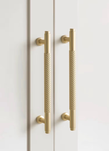 lot 2059 image: 10 Pack 3 Inch(76mm) Brushed Gold Cabinet Handles Knurled Kitchen Cabinet Pulls Cupboard Kitchen Hardware Drawer Pulls Dresser Handles - Retail $25