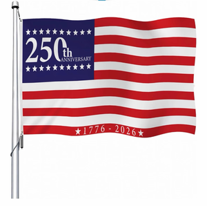 lot 2061 image: YongFoto 250th Anniversary Flag 2.5x4ft Double Sided American 1776-2026 Independence Day 250 Years USA Patriotic Flags Banner for Outdoor Indoor Home Garden Porch Party Decoration Flags - Retail $0