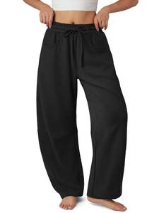 lot 2072 image: ATHMILE Barrel Sweatpants Women Fall Fashion Wide Leg Pants 2026 Baggy Lounge Comfy Flowy Sweat Pants with Pockets Teen Girl Black Large - Retail $25
