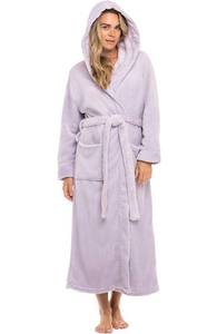lot 2085 image: Alexander Del Rossa Womens Robe, Long Plush Bathrobe with Hood, Hooded Robes for Women Plus Size Bath Robe, Lavender, Medium - Retail $50