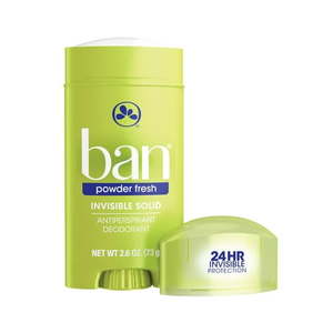 lot 2090 image: Ban Antiperspirant Deodorant Invisible Solid for Women and Men  Powder Fresh  2.6 oz