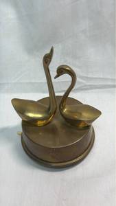 lot 10 image: Crowning Touch Collection Brass Double Swan Music Box