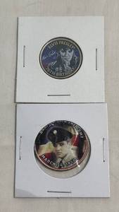 lot 23 image: Elvis Presley commemorative half dollar and quarter dollar coins