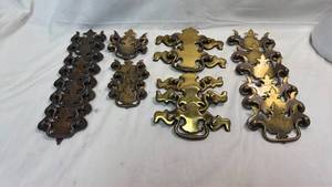 lot 43 image: Brass Chippendale Style Drawer Pull Handles Set (25 Total)