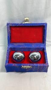 lot 66 image: Chinese Baoding Health Balls with Brocade Box