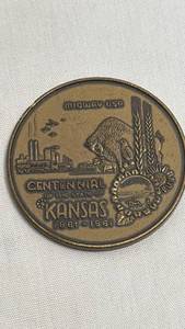 lot 70 image: 1961 Kansas Centennial & First National Bank Wichita 85th Anniversary Bronze Medallion