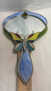 lot 75 image: Stained Glass Butterfly Hand Mirror