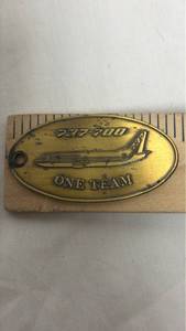 lot 85 image: Boeing 737-700 One Team Wichita Roll-Out Brass Keychain Fob