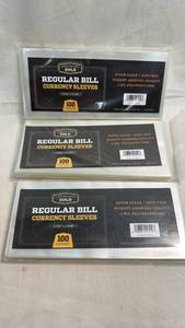 lot 112 image: Cardboard Gold Regular Bill Currency Sleeves 300 Count (3 Packs of 100)