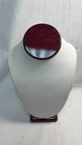 lot 116 image: White Leatherette Necklace Bust Display Stand with Burgundy Base