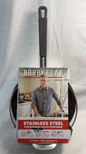 lot 181 image: Bobby Flay by GreenPan 3.5-Quart Stainless Steel Chefs Pan with Lid