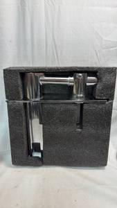lot 182 image: Chrome Wall-Mounted Bathroom Faucet with Waterfall Spout and Dual Handles