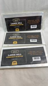 lot 185 image: Cardboard Gold Large Bill Currency Sleeves 100-Count (3 Packs)