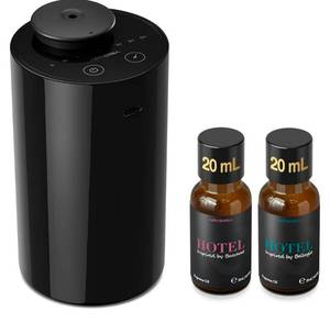 lot 530 image: Airversa Waterless Essential Oil Diffuser Starter Kit with 2x20mL Hotel Fragrance Oils for Car Home Office, Cordless Battery Operated Scent Air Cool Mist Diffuser, MistTimers, AN6KIT-C Black - Retail $38