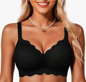 lot 531 image: Jelly Bras for Women No Underwire Scalloped Push Up Wireless Bralettes Seamless Soft Comfort Everyday Tshirt Bra, Large - Retail $0