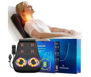 Back Massager with Heat, 20-Node 3D Shiatsu Deep Tissue Soothe Soreness, Neck & Shoulder Massager 3 Intensities, Portable Cordless Massage Pillow for Home Office Travel, Gift for Men Women Mom Dad - Retail: $0