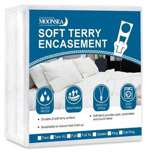 lot 544 image: Moonsea King Mattress Protector Zippered,Ultra Soft Terry Surface Mattress Encasement, 6-Side Waterproof Mattress Cover for Kids, Well Zipper, Noiseless, for King Mattress 7680(1011121314 Inch) - Retail $0