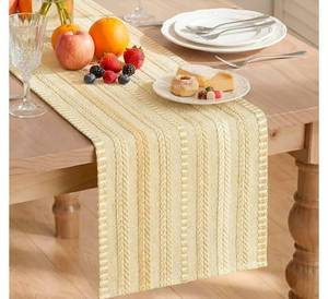 lot 547 image: Artoid Mode Burlap Brown Farmhouse Woven Table Runner, Seasonal Holiday Rustic Kitchen Dining Table Decoration for Home Party Decor 12x72 Inch - Retail $0