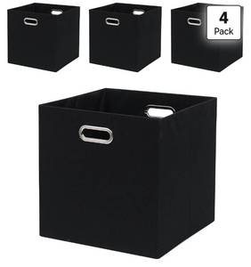 lot 553 image: Cube Storage Bins 13�13x13 Inch, 4 Pack Collapsible Linen Fabric Storage Cubes with Handles, Thick Heavy Duty Storage Baskets for Shelves Kallax Bedroom Dormitory Toy Clothes, Black - Retail $40