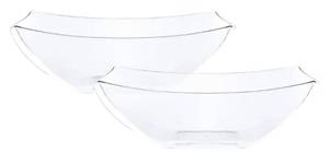 lot 559 image: PLASTICPRO Disposable 64 ounce Square Serving Bowls, Party Snack or Salad Bowl, Large Plastic Crystal Clear Pack of 3 - Retail $0