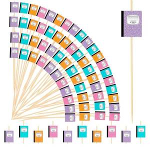 lot 563 image: 160 Pcs Back to School Party Supplies, Composition Notebook Cocktail Picks for First Day of School Party Decoration, Cute Mini Notebook Toothpicks for Charcuterie Appetizer Skewers Cupcake - Retail $0