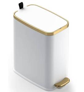 lot 574 image: CEROELDA Small Bathroom Trash Can with Lid Soft Close-5L1.3 Gal Stainless Steel Garbage Can-Step Pedal Wastebasket Slim Trash Bin for Office, Bedroom, Toilet, Live Room-White - Retail $0