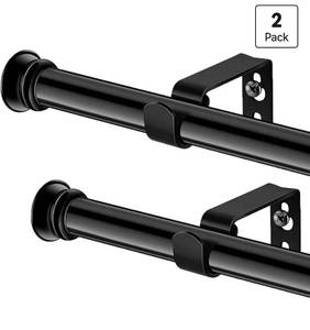 lot 592 image: Curtain Rods 2 Pack 58 inch Black Curtain Rods for Windows 30 to 45 Inch with Brackets Easy to Install for Bedroom Living room Kitchen��30, 45�� - Retail $0