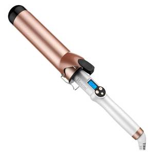lot 599 image: Hoson 2 Inch Curling Iron Large Barrel, Long Barrel Curling Wand Dual Voltage, Ceramic Tourmaline Coating with LCD Display - Retail $0