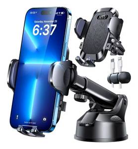 lot 600 image: 98LBS Strongest Suction & Military-Grade�� Ultimate Car Phone Mount��Patent & Safety Certs�� Cell Phone Holder Truck Stand for Dashboard Windshield Vent for iPhone 17 Pro Max 16 15 Samsung (Black) - Retail $0