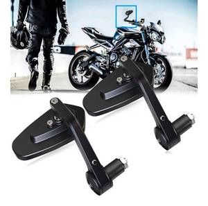 lot 601 image: Bar End Mirrors - Universal 78 Standard Blue Lens Rear View Arrow Side Mirror Compatible With Sportster 883 Street bike Dirt bike chopper - Retail $0