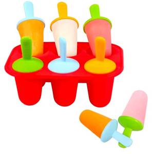 lot 610 image: Silicone Popsicles Molds for Toddlers, 6-Cavity Non-BPA Premium Silicone Small Popsicle Molds, Ice Pop Mold with 6 Colorful Reusable Sticks for Kids (Red) - Retail $0