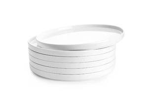 lot 619 image: Sweese Porcelain Flat Dinner Plates Set of 6, 10.5 Inch High Edge Dish Set - Dishwasher, Microwave, Oven Safe, Scratch Resistant, Kitchen Serving Dishes - Elegant White Glaze - Retail $60