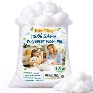 lot 620 image: Hem Dgpsy Polyfill Stuffing Fiber Fill 56oz3.5lbs, Safe Pillow Stuffing for Couch, Stuffed Animals, Cushion, Crochet Toys, Cloud Decor, Crafts, White & Clean Polyester Filling, Oeko-TEX Certified - Retail $28