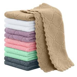 lot 622 image: Homaxy 12 Pack Kitchen Cloths Dish Towels (7 x 9, Mixed Color), Super Soft and Absorbent Coral Velvet Dishcloths, Fast Drying No Lint Microfiber Cleaning Cloth - Retail $8