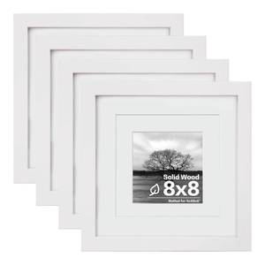 lot 628 image: Egofine 8x8 Picture Frames 4 PCS - Made of Solid Wood Covered by Plexiglass for Table Top Display and Wall Mounting Photo Frame for Pictures 4x46x6 with Mat White - Retail $27