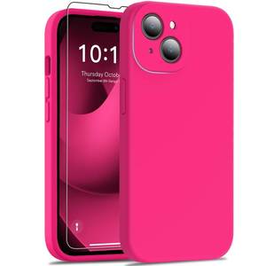 lot 637 image: DEENAKIN Silicone iPhone 15 Plus Case Silicone with Screen Protector - Enhanced Camera Protection - Smooth Baby Skin-Like Feel for Women Girls - Slim Fit Protective Phone Cover 6.7 - Hot Pink - Retail $212