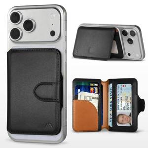 lot 641 image: MEFON for MagSafe Wallet, Magnetic Phone Wallet RFID Blocking, Slim 5-8 Card Holder with Cash Slot & Clear ID Window, Minimalist Mag Safe Wallets for iPhone 171615141312 Series, Midnight Black - Retail $22
