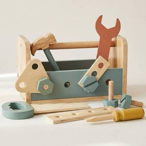 lot 642 image: Durable Wooden Tool Set for Toddlers - Montessori Tool Box Kit with Hammer for Boys & Girls 2-5 Years - Fun Christmas Toy Gift for Kids with 30 Safe Tools for Creative Play - Retail $17