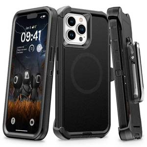 lot 650 image: TUTUKII for iPhone 13 Pro Max & 12 Pro Max Case with Belt Clip Holster, Anti-Shock, Anti-Slip, Compatible with MagSafe, 3-Layer Drop Protection, Heavy Duty Magnetic Phone Case Cover, 6.7, Black - Retail $24